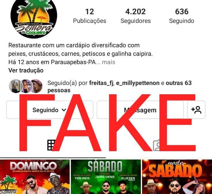 Restaurante Sombra do Coqueiro é alvo de Fake News em perfil do Instagram